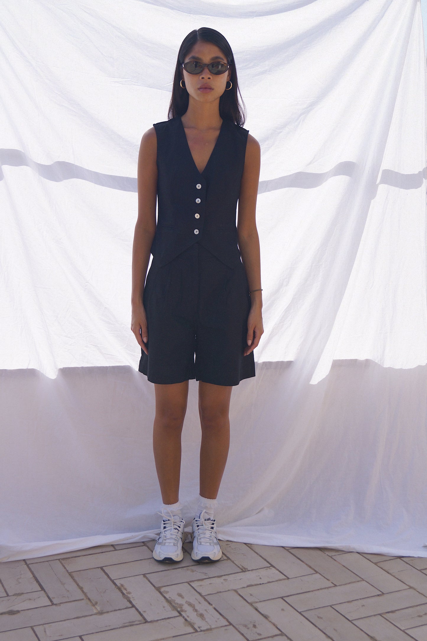 16. Summer Sleeveless Vest And Shorts (BLACK)